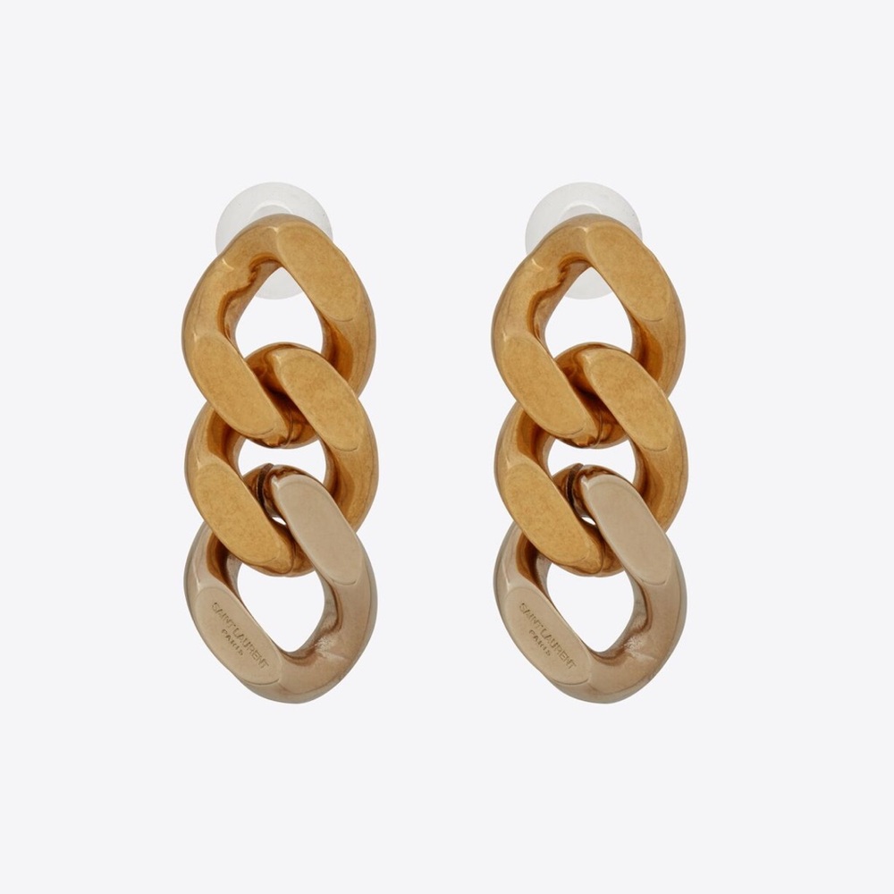 Yves Saint Laurent THREE CURB CHAIN LINKS EARRINGS IN METAL